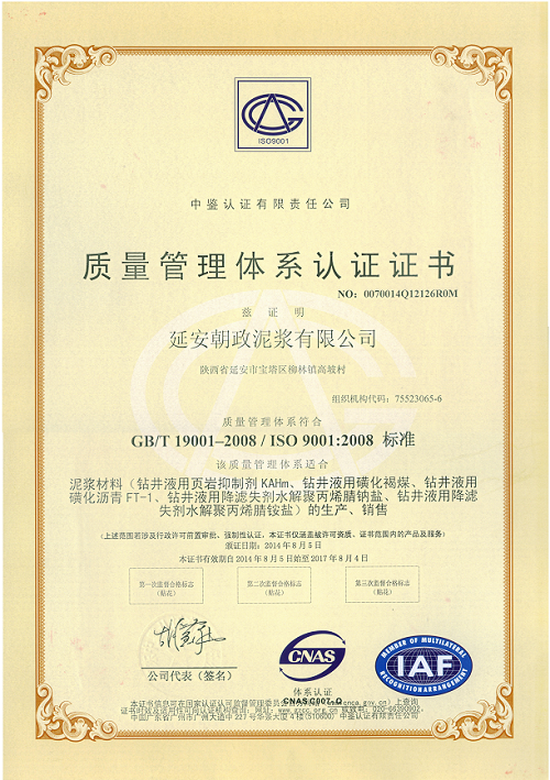 ISO9001,質(zhì)量管理體系認證,朝政泥漿